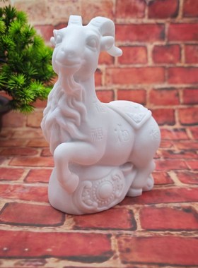 十二生肖鸡羊蛇仿石雕汉白玉工艺品属相生肖鸡羊蛇摆件家装饰品