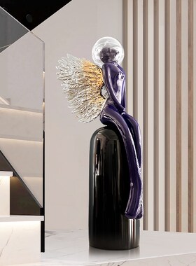 现代简约抽象人物雕塑酒店大堂售楼处样板房客厅玄关落地装饰摆件