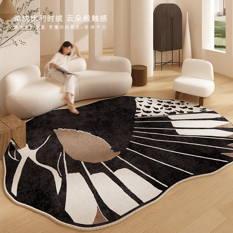 法式奶油风防水客厅地毯茶几地垫免洗可擦新款2025奶油风床边毯