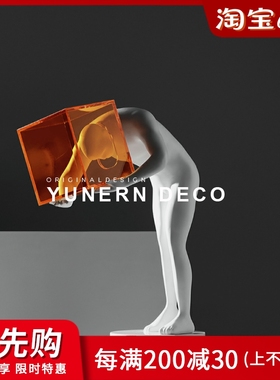 现代创意家居客厅电视柜玄关人物雕塑摆件样板间售楼处艺术品摆设