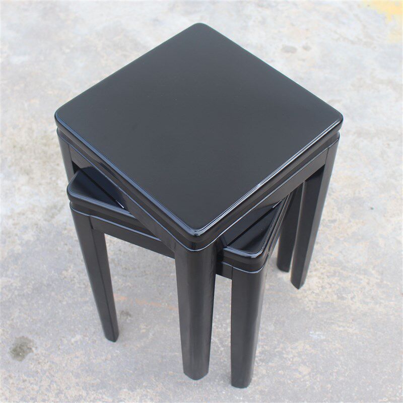 家餐用大方凳仿红木凳家用凳子实木凳子时尚加固橡木圆凳可叠黑色