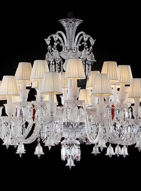 欧水晶吊客厅灯法式BSW轻奢灯别墅酒店餐复式楼大厅大厅灯复式古