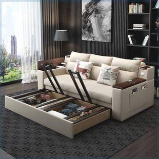 科技布沙寓发坐HHL卧体两用小户型网红款客厅可折床叠推一拉公可B