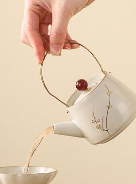 锔汝WSS窑提梁壶家用档陶瓷泡茶钉壶大容量公高室喝茶20办25新款