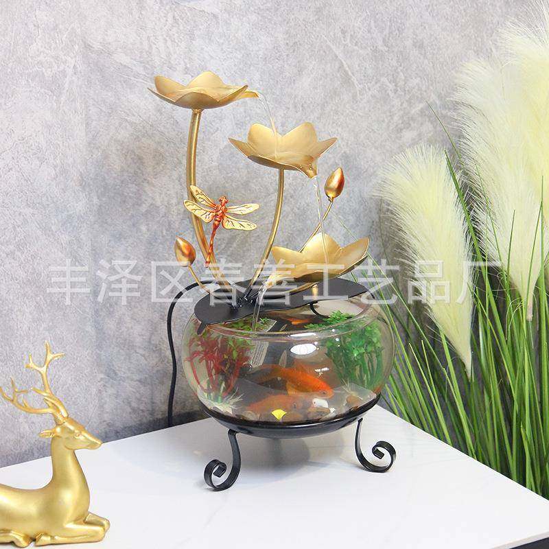 桌招面意玻璃小鱼缸流水摆件客厅玄关MXA电视循环财流水喷柜泉创,家居饰品,流水摆件,淘宝优惠券,粉丝福利购,淘宝优惠卷