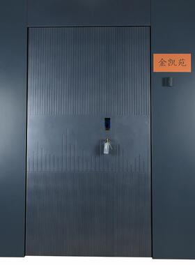 一形门一景精雕铸铝门中一SEK隐合页新中式体防盗门入户轴门防火