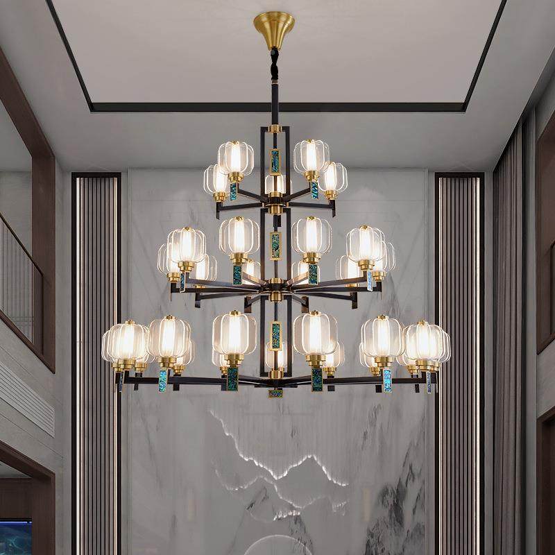 式FQ6009-1楼大现吊灯复全铜新中中国风客厅铜灯代式中式别墅楼中,家装灯饰光源,智能吊灯,淘宝优惠券,粉丝福利购,淘宝优惠卷