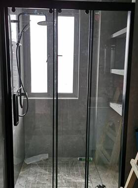 工厂淋WIA浴一隔断房字整体型浴室干湿分离轨道吊轮钢化玻璃双批