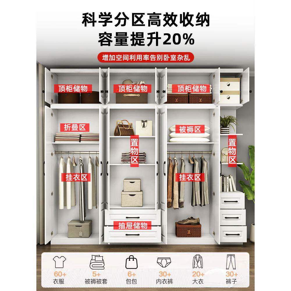 组实木衣卧柜KFG家用室简易房装儿童柜子欧式出租用大衣橱