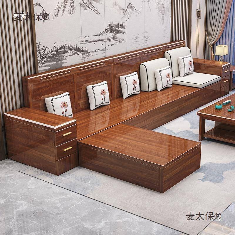 儿童高箱IWH物储家床老式胡桃客组合小户型用新中式抽屉储物麦厅