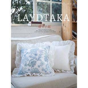 A6L沙抱枕垫田园复古小清新靠床发枕套绣靠WYV花腰枕头靠背可拆洗