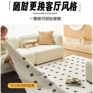 奶油风819地毯厅20垫25新款客无纺胶地恒信织