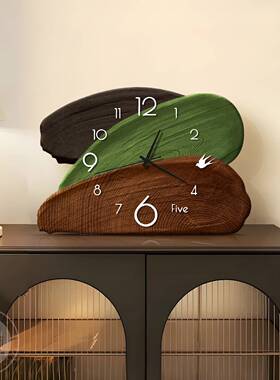 ?Fh(x}x}b中古桌面摆件表绿色复艺古客厅挂钟钟术静创意音摆台式