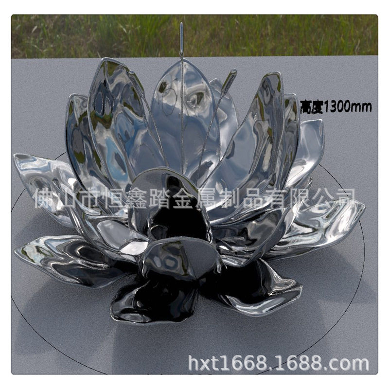 镜面不锈钢莲花雕塑 水景不锈钢绿植雕塑摆件广东专业制作厂家