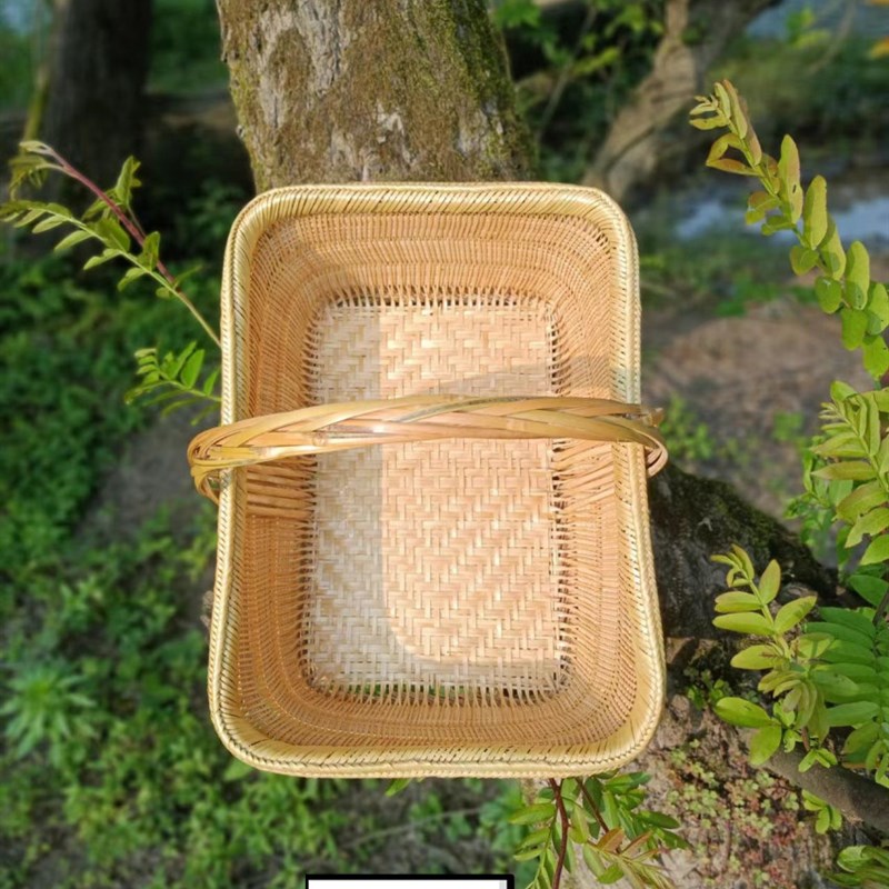 手工精品竹编 提篮 菜篮 竹筐 手提篮 水果篮 环保篮子 竹篮 无孔