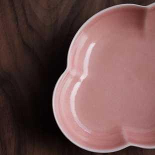 天野漫粉陶瓷简约粉色少女心可爱云朵壶承茶盘茶点盘餐盘纯色盘子