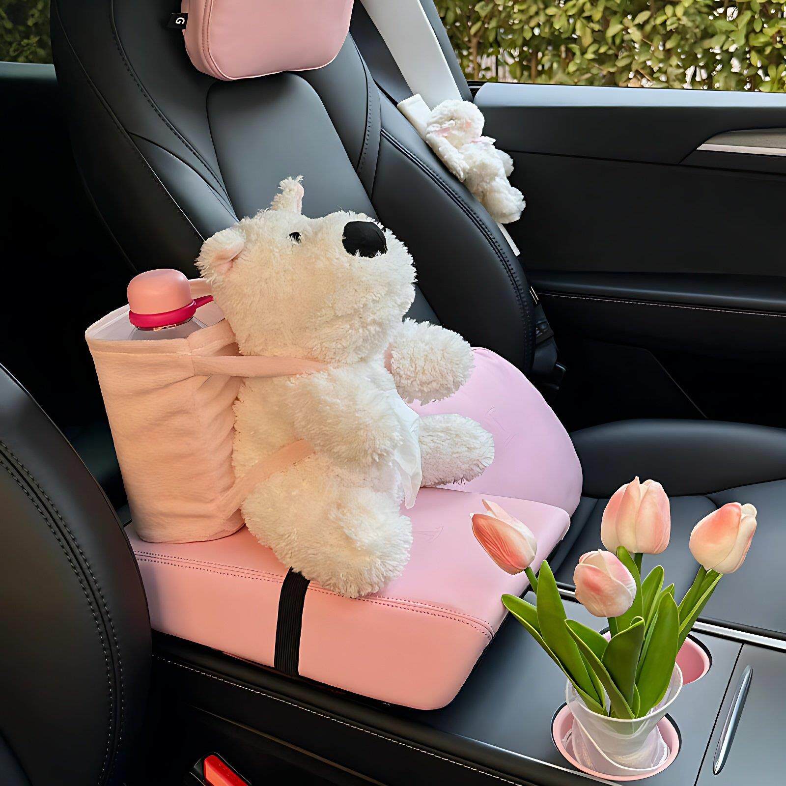 西高地车用纸巾盒垃圾桶二合一汽车收纳盒多功能手扶箱杂物桶可爱