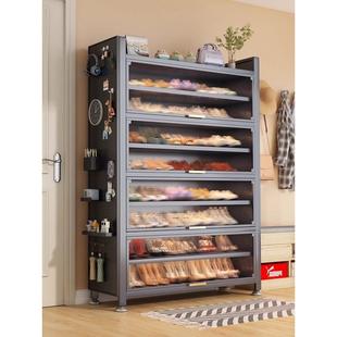 日本钢制鞋柜家用玄关收纳柜防尘大容量多层置物鞋架上翻门储物柜