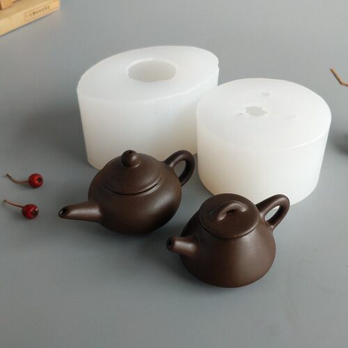 紫砂壶硅胶模具烘焙树脂盐雕手工皂蜡烛果冻糖艺3D巧克力慕斯蛋糕