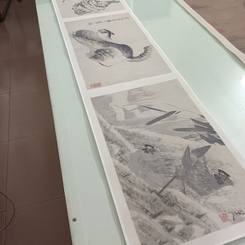 八大山人朱耷杂画册书画水墨花鸟国画真迹高清微喷仿古装裱装饰画