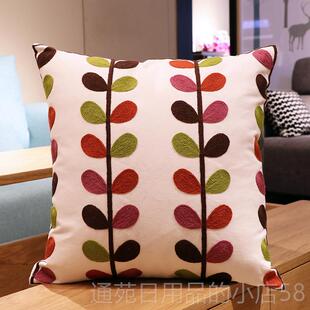 正品绣美式田园沙发刺靠花抱枕床头靠垫客厅家用小清新加厚棉套布