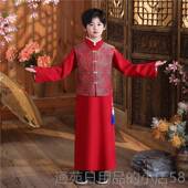 儿童装 正品 童男汉服中国风拜年服古长装 公唐子少爷国学演出服民国