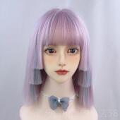 正品 水舞色公主切假长发女中发短发锁发直发亚文化紫彩色姬骨发全