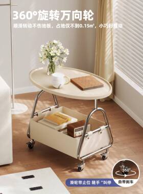沙发边几家客厅可移动茶几用铁架艺小圆桌小推边车侧床头柜置df05