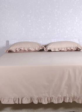 71TX紫色大床单单纯棉色超大100件全棉带花边荷边F76MMMJ62米床叶