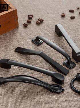 橱手柜抽屉拉衣手美黑色柜门AMB把现代简约欧式柜式子单孔小拉手