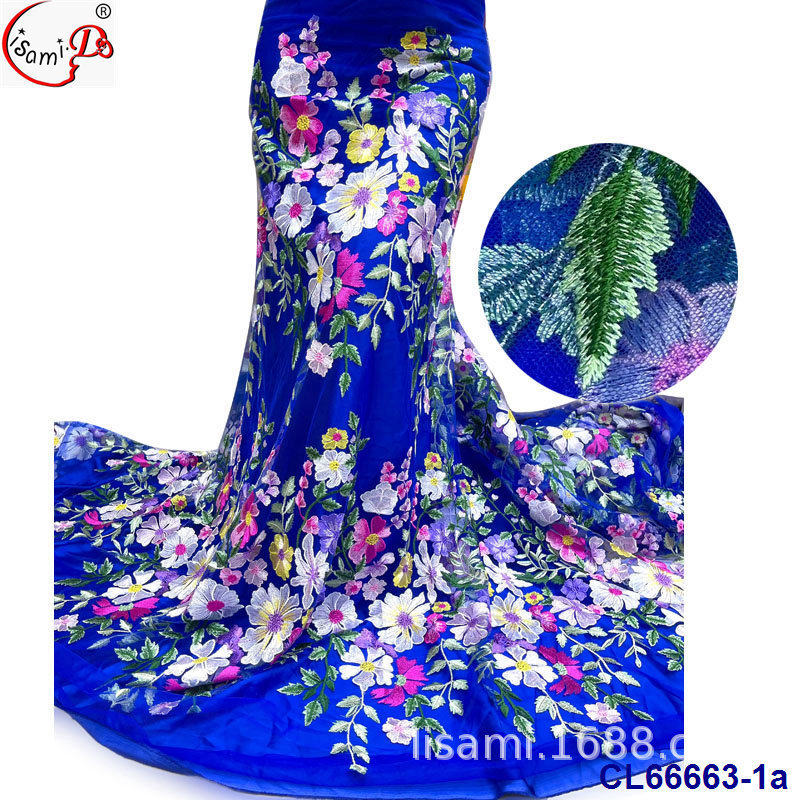 可爱甜美花朵刺绣蕾丝立体绣面料 bridal lace fabric
