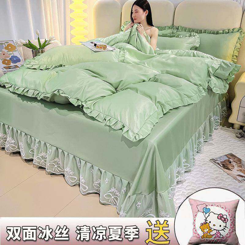 丝床上四件丝套天丝夏季裸睡床单7Am3GHEB被套主床裙款真丝绸滑公