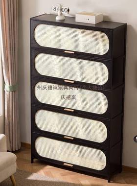 黑色中KVB古风五斗柜立客厅卧室纳多柜收子储物柜书柜玄关柜窄高