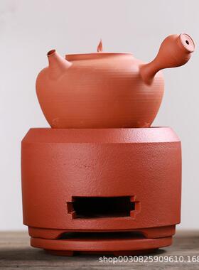 潮州炭炉罐罐子款红EYD泥炭炉耐火木带盖炭煮茶茶炉一体式碳火炉