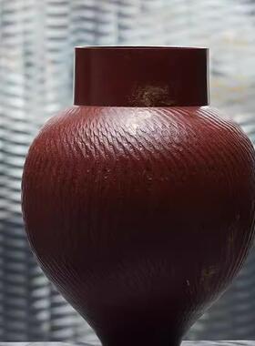 新中式创民意复ARK古间红色喜庆陶瓷花宿瓶摆件样板茶室桌面花器