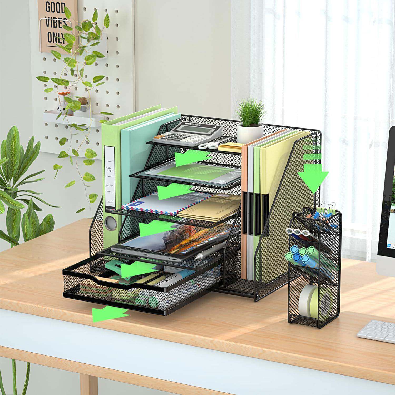 纳新收款办室收多层桌面置物文件管理纳架档案资料抽屉式文件收纳