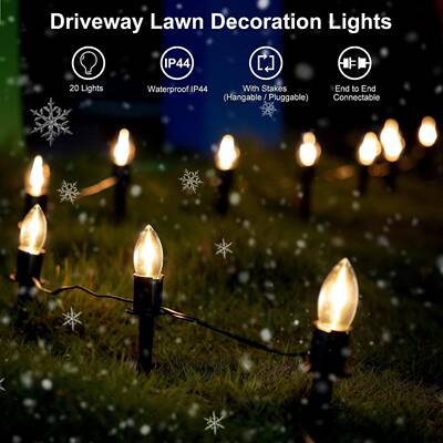 LDC9地插灯串家用庭院E插杆25灯暖白光C925灯10V2坪圣诞防水草灯
