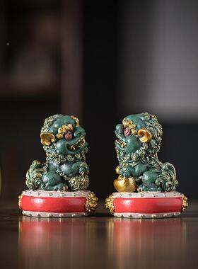 创狮意砂石彩金石子可养招财摆件醒狮一tb-76160青面对精品家居办