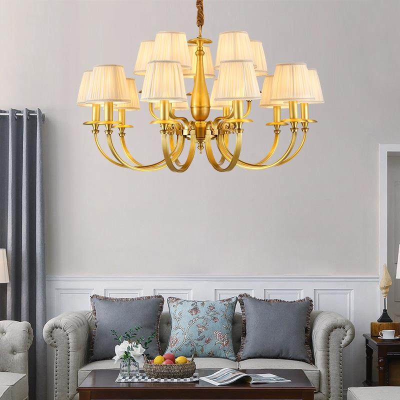 美式铜客厅艺灯别墅现代简欧约布餐厅卧645室吊灯复古全简式灯具