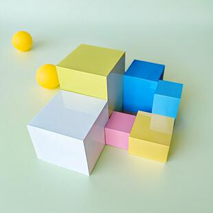 361彩色烤漆展示台柱木质活动展模览摆档台高学校工立艺品特展台