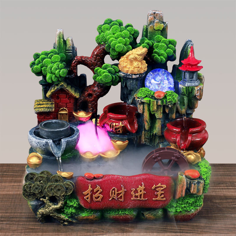 招财假山流水摆件家居鱼缸家装饰品办公室花园庭院园艺花卉装饰