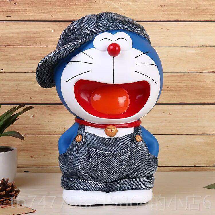 正品创意超大号叮当成罐人猫儿童存钱罐不怕摔胖子储蓄桌蓝面摆件