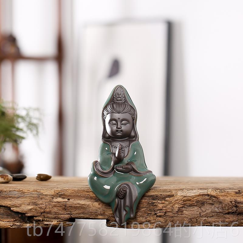正品哥盆窑花宠花桌禅意大摆件号陶瓷和尚覆古微景面观盆景造景装图片