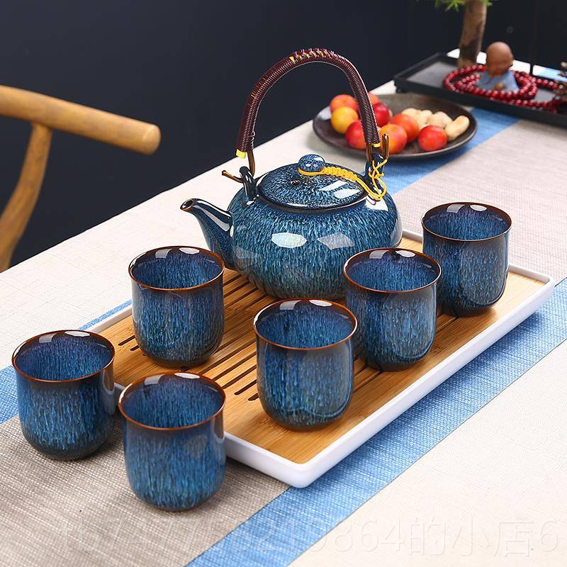 正品毅煊窑提梁大水功夫变茶壶具套装用陶瓷泡茶壶茶杯茶托整套家