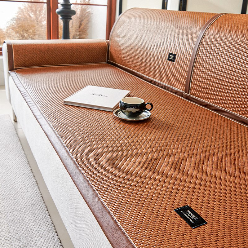 高档藤席沙发垫夏季2024新款凉席坐垫子防滑套罩直排凉垫夏天盖布