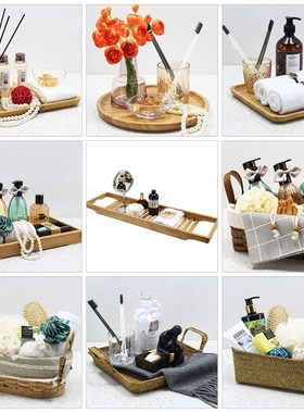 样板房装饰摆件酒店卫生间洗手台软饰品样板间浴室柜香薰托盘套装