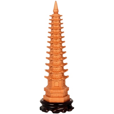 桃木文昌塔摆件h木质7层9层11层13层实木雕刻木塔底座工艺品摆件