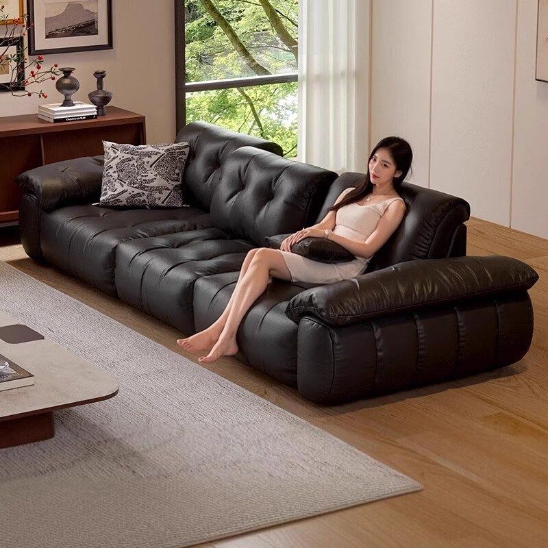 意式棉花糖头层黄牛皮真皮客厅直排超大坐深可调节靠背云漫沙发,住宅家具,皮艺沙发,淘宝优惠券,粉丝福利购,淘宝优惠卷