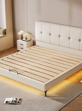 奶风皮床静音薄床C02-B10#油头人床现双代简约软包靠背小户皮型艺