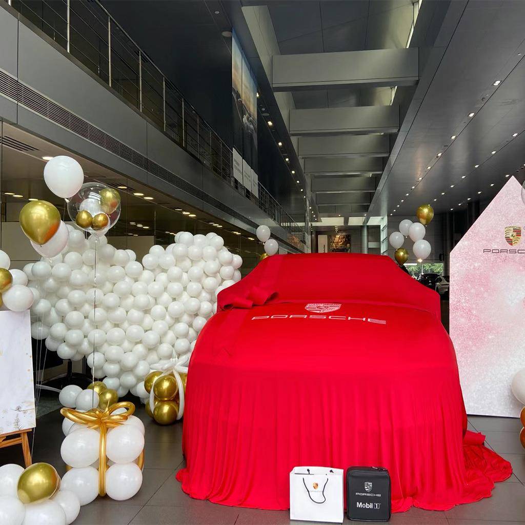 汽车车揭布幕天鹅F9859M8S绒力弹布车衣4S店新车交仪式幕布抗皱褶